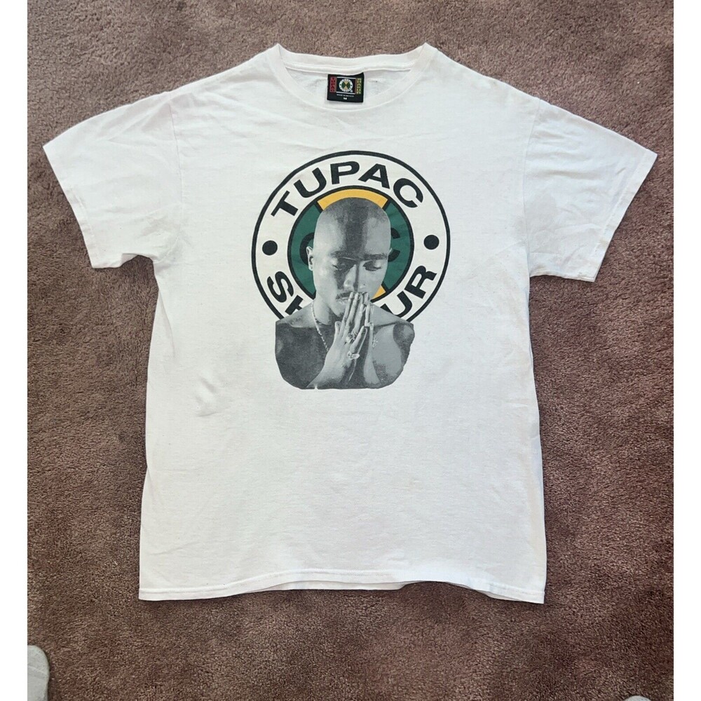 Cross Colours Tupac T-Shirt Adult Size Medium White Short Sleeve Adult